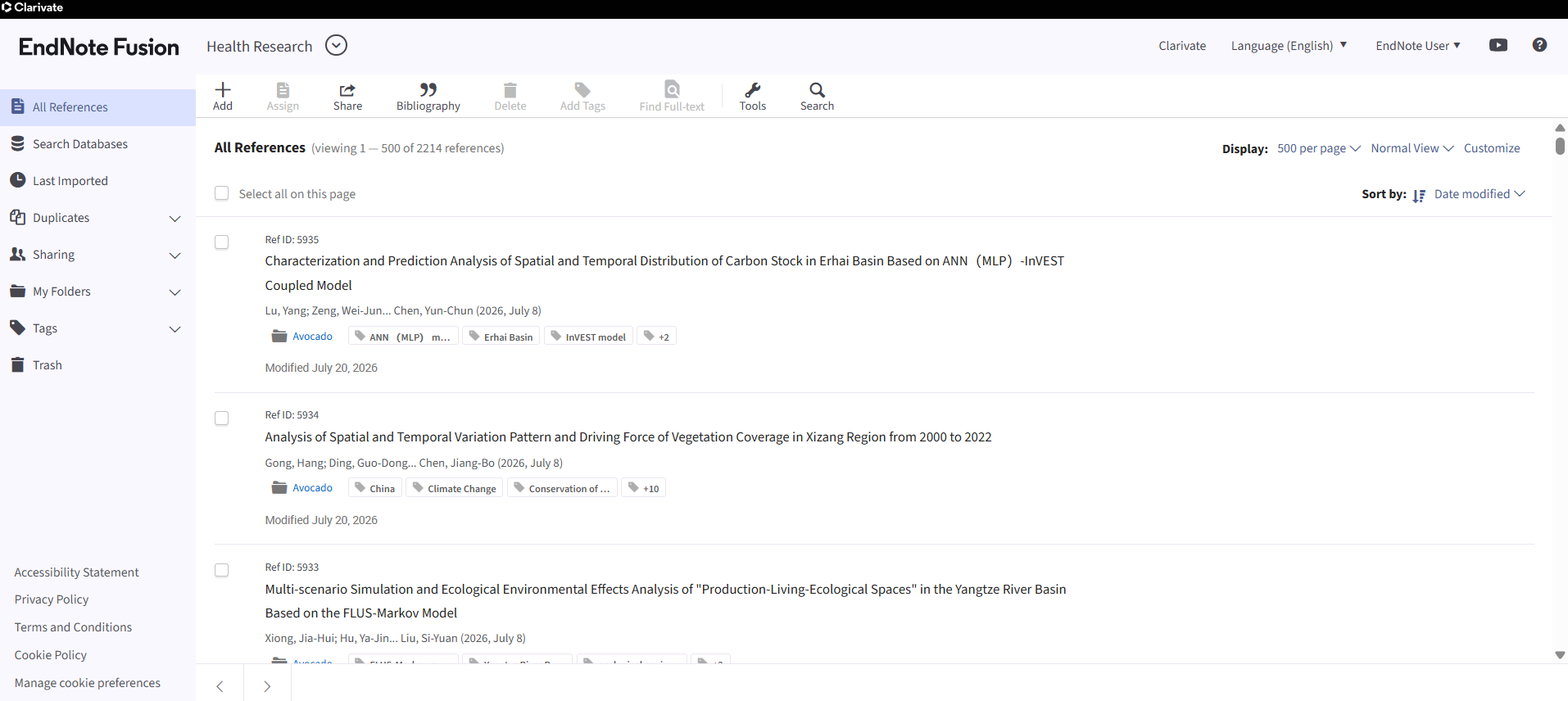 EndNote Fusion Page